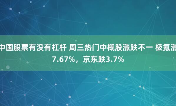 中国股票有没有杠杆 周三热门中概股涨跌不一 极氪涨7.67%，京东跌3.7%