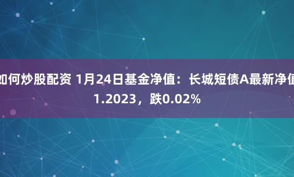 如何炒股配资 1月24日基金净值：长城短债A最新净值1.2023，跌0.02%