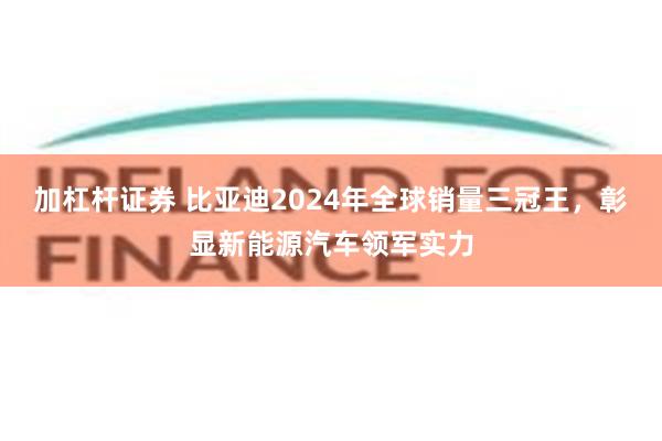 加杠杆证券 比亚迪2024年全球销量三冠王，彰显新能源汽车领军实力