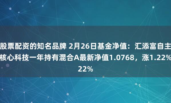 股票配资的知名品牌 2月26日基金净值：汇添富自主核心科技一年持有混合A最新净值1.0768，涨1.22%