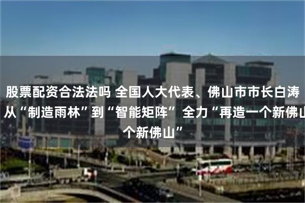 股票配资合法法吗 全国人大代表、佛山市市长白涛： 从“制造雨林”到“智能矩阵” 全力“再造一个新佛山”